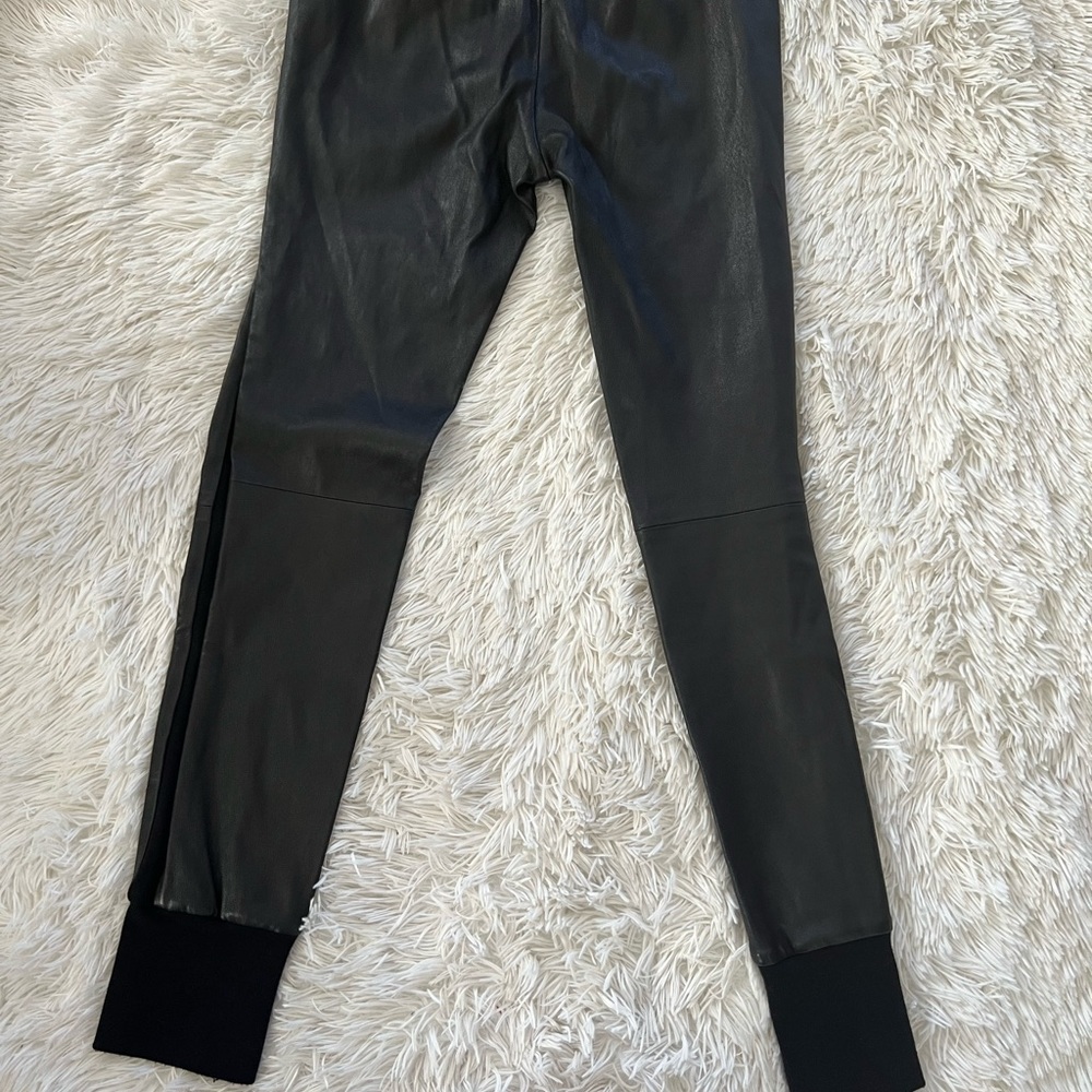 VINCE Knit Cuff Leather Stretch Leggings Pants - Size S - Picture 3 of 8